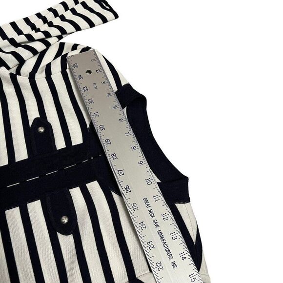 Ming Wang Women's PM Navy Blue White Striped Knit Cardigan Petite Nautical Sail - Picture 7 of 13